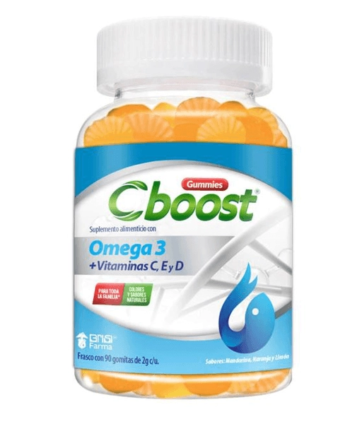 Omega Suplemento Alimenticio C-Boost sabor Mandarina, Naranja y Limón 90 gomitas de 2 g