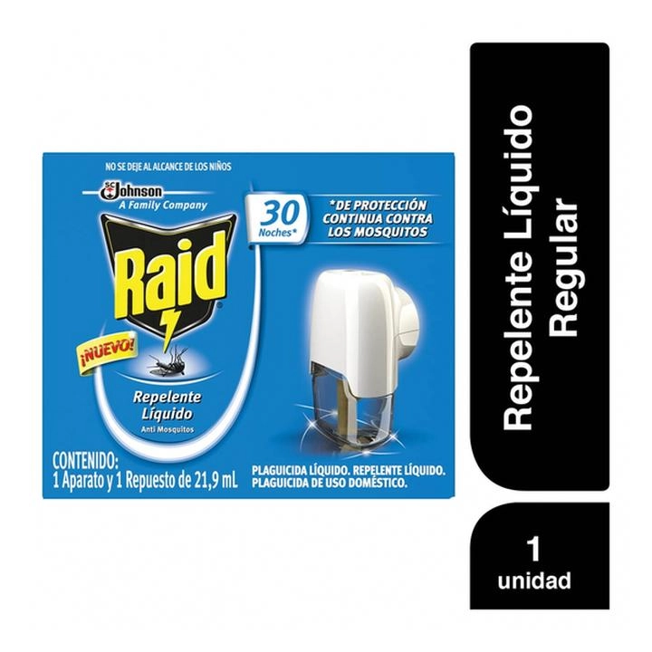 Raid Repelente Líquido Antimosquitos Kit de Iniciación con Aparato y Repuesto para 30 usos