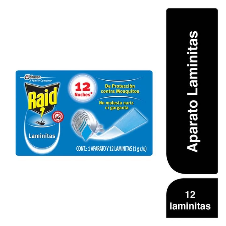Raid Laminitas Insecticida sólido Kit de Iniciación con Aparato y 12 Laminitas de Repuesto