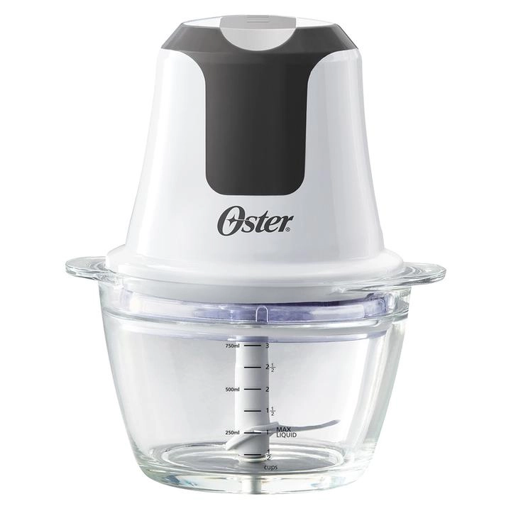 Mini Picadora Oster Con Tazón De Vidrio Motor De 200 W Color Blanco Y Negro 750 ml