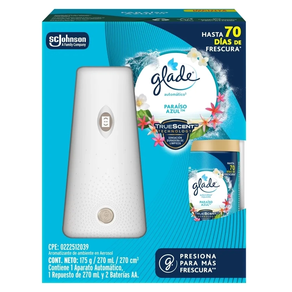 Glade Aromatizante Automático en Aerosol Aparato Paraíso Azul 175 g