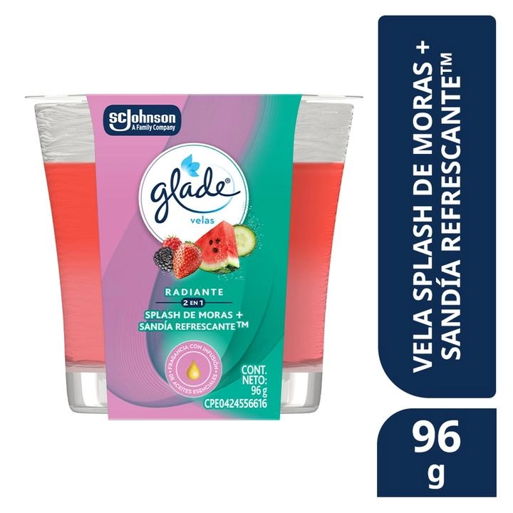 Glade Velas Radiante Splash de Moras + Sandía Refrescante 96 g