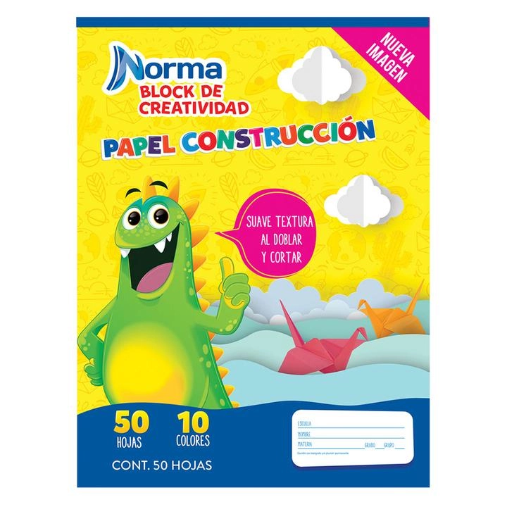 Block de Creatividad Papel Construcción con 50 Hojas Block Papel Construccion Chico 1 Pz