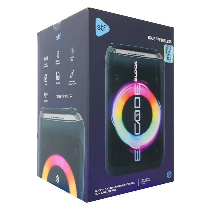 Bocina Inalámbrica Encode Block 6.5" con Aro Led Rgb