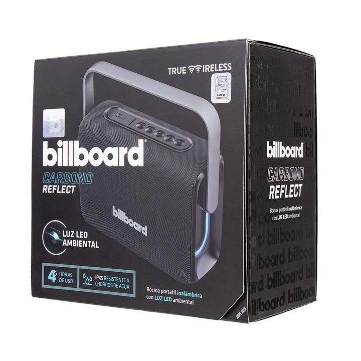 Bocina Portátil Inalámbrica Billboard Carbono Reflect con Luz Led Ambiental