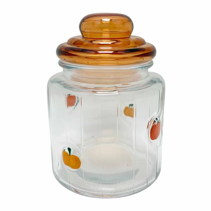 Contenedor de Vidrio con Calabazas