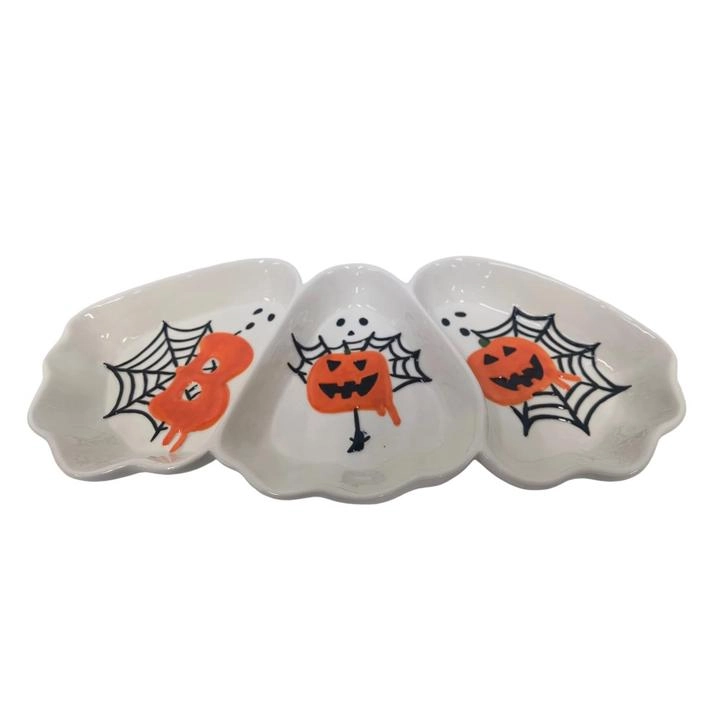 Plato de Cerámica Fantasmas 3 Divisiones 36x16cm 1 Pz