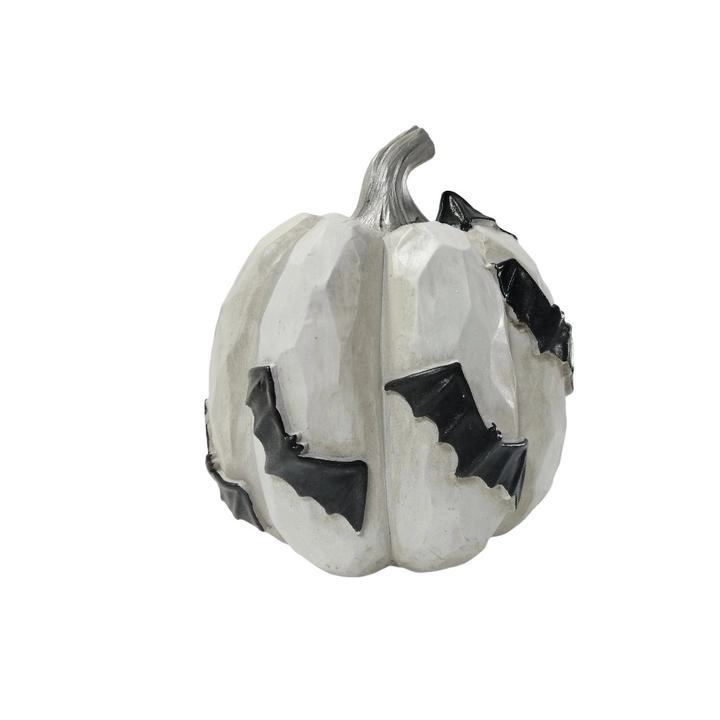 Halloween Calabaza Blanca con Murcielagos 18 Cms 1 Pz