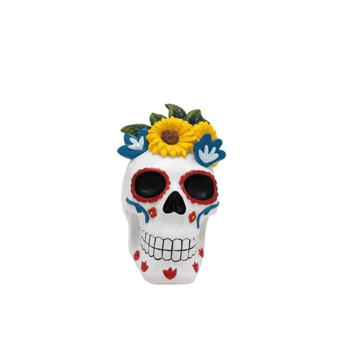 Halloween Calavera con Flores 17.5 Cms 1 Pz