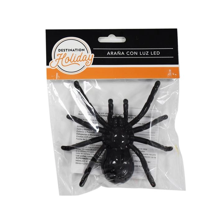 Halloween Araña Negra con Luz Led 11 Cm 1 Pz    