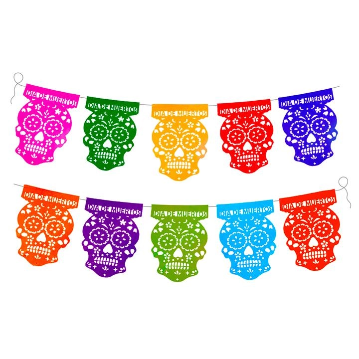  Tira de Papel Picado 1/8 Craneo Multi 1 Pz    